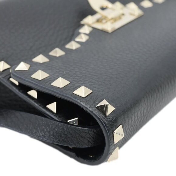 Valentino  Rockstud Flip Lock Small Grained Calfskin Leather Crossbody Bag Black - Picture 5 of 10